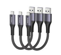 Maxonar 3Pack USB C Cable Short 30cm/0.3M [10Gbps Data] USB3.2 Gen2 Type C Android Auto Cable QC3.0 3.1A USB A to C Fast Charger for Samsung Note20 Galaxy S24/S23/S22/S21 Z Fold5 Tab S9 Pixel 9