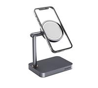 Maxonar Adjustable Mag safe Charger Stand Heavy-Duty Premium Metal Holder Mount Base Mag Safe Desktop Setup Dock for iPhone 15/iPhone16 Mag Safe Charger (Not include Mag safe Charger) Space Grey