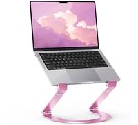 Maxonar Laptop Stand, Aluminum Ergonomic Laptop Riser Height Adjustable,Ventilated Foldable Laptop Holder for Desk Folds Flat for Portability, Compatible with MacBook, Samsung, Dell 11-15" Pink