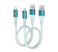 Maxonar USB C Short Cable 50cm/0.5M 2Pack [10Gbps Data] USB3.2 Gen2 Type C Android Auto Cable QC3.0 3.1A USB A to C Fast Charger for Samsung Note20 Galaxy S24/S23/S22/S21 Z Flip5 Pixel 9/9 pro Green