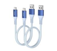 Maxonar USB C Short Cable 50cm/0.5M 2Pack [10Gbps Data] USB3.2 Gen2 Type C Android Auto Cable QC3.0 3.1A USB A to C Fast Charger for Samsung Note20 Galaxy S23/S22/S21 Z Flip5 Pixel 8 OnePlus 11 Blue