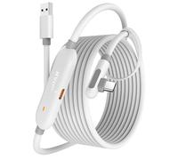 Maxonar VR Charging Link Cable 5m (Next-Gen Chip) Compatible with Meta Quest 3S/Quest 3/Oculus Quest 2/Pico 4 and PC VR Headset Steam VR Accesorios 5Gbps High Speed USB 3.0 to USB C Cable (White)