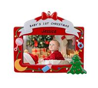 MAXORA Baby's First Christmas Photo Ornament 2024 - Personalized Red Picture Frame Christmas Ornament - Custom Christmas Gifts for Grandbabies - Babies 1st Holiday Keepsake