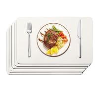 Maxpearl Faux Leather Placemats Set of 6 - Waterproof - Wipe Clean - Heat Resistant - Anti Slip Dining Table Place Mats, Suitable for Indoor & Outdoor Use, 17’’x12’’, Ivory White