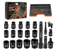 maXpeedingrods 1/2" Drive Impact Socket Set, 20-Piece Shallow Socket Set | Cr-V Steel 1/2 Impact Socket Set, 10mm to 24mm, 6 Point Socket Set with Dual Foam Organizer, Portable Storage Case