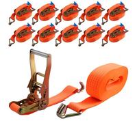 maXpeedingrods 10×Heavy Duty Ratchet Strap 8m 5T 50mm Tie Down J Hooks Trailer Car Lorry