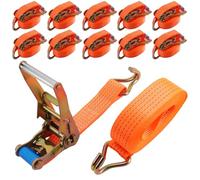 maXpeedingrods 10 x Lashing Straps Ratchet Strap Tie Down 5000kg x 6m x 50mm Heavy Duty Trailer Tension Belts with Iron Handle and Double J Hook 5000kg 5Ton