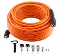 maXpeedingrods 100FT/30.5M 1/4" Pressure Washer Hose Kit 5800 PSI Super Flexible Kink Resistant Extension Includes Leak-Free M22 Female & 3/8" Quick Connect Adapters, Fits Most Power Washers (Orange)