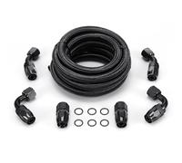 maXpeedingrods 10AN 12FT Fuel Line Kit Gas Oil Line Hose AN10 Fitting Transmission Cooler Lines CPE Nylon Stainless Steel Braided+ -10AN Push Lock Fitting Hose End 6PCS