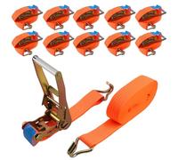 maXpeedingrods 10x Tie Down Ratchet Strap 11000lb Break Strength Wheel Straps 5T x 10m x 50mm Heavy Duty Lashing Strap Lorry Securing Straps with Handle and Metal J Hook Tensioning Belts 5000 kg