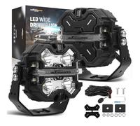 maXpeedingrods 2 X 3.5 Inch Off Road Lights 160W 19200LM, LED Light Bar with 270°Side Shooter,Amber/White DRL for Jeep Trucks SUV Pickup ATV Motorcycles, Spot Light with Black Covers