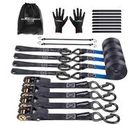 maXpeedingrods 4x 997kg Tie Down Straps 15ft (4.5m) 2200lb 25mm EN 12195-2 | Lashing Straps 25mm, Straps with safety clip S-hooks, motorcycle tie down straps, EN 12195-2 - Black