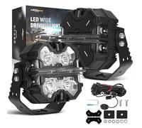 maXpeedingrods 5 Inch 178W Off Road Lights, LED Pod Light 21360LM with Amber/White DRL 3 Modes, 270°Side Shooter for Trucks Jeep Pickup UTV ATV Motorcycles Spot Ditch Light with Black Covers