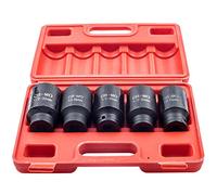 maXpeedingrods 5 Pcs 1/2" Drive 6 Point Deep Impact Socket Set, Metric Spindle Axle Hub Nut Heavy Duty Impact Socket Tool Kit 33mm 34mm 35mm 36mm 38mm