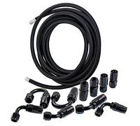 maXpeedingrods AN6 5M Stainless Steel Flexible Braided Fuel Hose Remote Oil Cooler Line Coolant Pipe 0.55", with Hose End Fitting Adapters