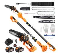 maXpeedingrods Mini Chainsaw Cordless Pole Saw 8&6" Electric Tree Chain Saw | 4-in-1 Brushless Battery Chainsaw 2.9M Extendable 2x4.0Ah, 180°Adjustable Telescopic Pole Saw for Tree Trimming Branch Cutter