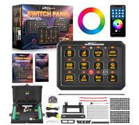 maXpeedingrods RGB Remote App Control 12 Gang Boat Switch Panel, Dimmable 12/24V LED Rocker Switch Panel DIY Color Multifunction Constant Strobe Momentary Flash, Universal Electronic Relay for ATV UTV