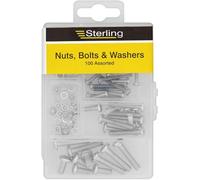 MAXPERKX 100x Stainless Steel Sterling Assorted Nuts Screws Bolts & Flat Washers Assortment Phillips Reusable Storage Box Nut Bolt Washer 100 Pack 3/4/5mm Sizes