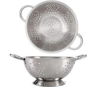 MAXPERKX 18/20/24/28cm Stainless Steel Deep Colander Strainer with Large Holes for Pasta Vegetables Fruits Rice Beans Noodles Handle Kitchen Healthy Gluten-Free Organic Gourmet Veggie Pasta (28CM)