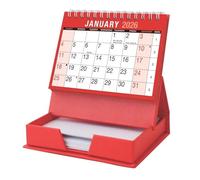 MAXPERKX 2026 Desktop Calendar With Memo Pad Month to View Freestanding Calendar & Notes Set for Desk Organiser for Office School Home Red Flip-Style Design Writable Memo Block