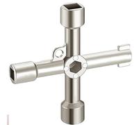 MAXPERKX 4 Way Utility Key Cross Multi-Purpose Panel Key for Electric Cabinet, Gas Valve, Water Tap & Meter Box - Triangle, Square & Round Keys - Emergency Access Tool