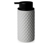MAXPERKX Figaro Soap Dispenser Bottle, Durable Resin Construction, Refillable Liquid Soap Bottle, Compact & Space Saving, Elegant Textured Design, Shower Gel Dispenser, (Grey)