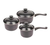 MAXPERKX Non Stick Saucepan Set Premium Kitchen Induction Cooking Graphite Saute Pans with Glass Lids Inner Coated 3 Sizes 16cm, 18cm & 20cm Cooking Essential All Hob Types
