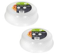 MAXPERKX Pack Of 2 Microwave Food Plate Dish Covers Kitchen Cooking Ventilated Clear Plastic Lid Vented Handle Plastic 26cm Splatter Protector Guard Cover Dishwasher Safe