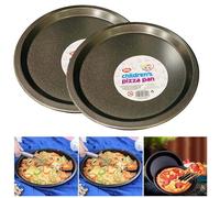 MAXPERKX Set of 2 Pizza Tray Dish Non Stick Carbon Steel Round Oven Pizza Pan Bake Kids Children Baking Diameter 20cm Black Carbon Steel Easy Clean Lightweight 2pcs Pans
