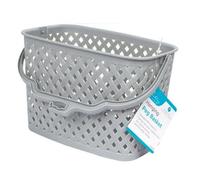 MAXPERKX Strong Durable Plastic Peg Tidy Basket Pegs With Handle Clothes Garment Laundry Washing Line Hanging Hook Rust-resistant Airer Lightweight Convenient Size (Grey)