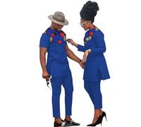 MaxPick African Coupleswear Women's Ankara Printed Top and Trousers Set Bazin Riche Men's Matching Top and Trousers Set Medium Women 647 2