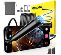 Maxpow Endoscope Inspection Camera - 1920HD Endoscope with 8 Adjustable LED Lights & IP67 Waterproof, Plug & Play for iPhone/Android (No WiFi) Professional Endoscope (16.4ft/4.98m)- Upgraded