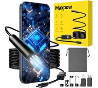 Maxpow Endoscope Inspection Camera - Plug & Play for iPhone/Android (No WiFi needed), Snapshot & Video Record, IP67 Waterproof, 1920 HD, For Engine, Plumbing, Inspection Camera (5m) - Upgraded