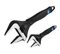 MAXPOWER Adjustable Wrenches Wide Jaw, 2PCs Stubby Adjustable Spanner Set Deep Jaw Plumbing Spanners Wrenches, 150mm (6") & 250mm (10") in a Kitbag