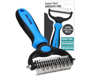 Maxpower Planet Dog Brush - Reduce Shedding by 95% - Double Sided Deshedding Dematting Tool - Undercoat Rake Dog - Dog Brushes Shedding Hair - Dog Grooming Brush - Cat Grooming Brush, Blue