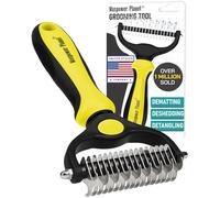 Maxpower Planet Pet Grooming Brush - Double Sided Shedding and Dematting Undercoat Rake, Dog Grooming Brush, Dog Shedding Brush, Cat Grooming Brush, Dog Comb, Cat Brush for Long Haired Cats, Yellow