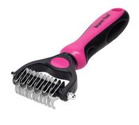 Maxpower Planet Pet Grooming Brush - Double Sided Undercoat Rake for Dogs & Cats, Extra Wide Brush to Reduce Shedding by 95% (Pink, S)