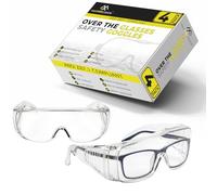 MaxProcision Safety Glasses Over Glasses - Clear Safety Glasses with ANSI Z87.1, Anti-Fog, Impact and Scratch Resistant for Men and Women, Pack of 4