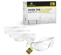 MaxProcision Safety Glasses Over Glasses - Clear Safety Glasses with ANSI Z87.1, Anti-Fog, Impact and Scratch Resistant for Men and Women, Pack of 4
