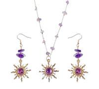 MAXQUU 1 Crystal Sun Pendant Necklace And 1 Pair Of Earrings, Eye-Catching Golden Luster, Exquisite Three-Dimensional Details, Light And Fit To Wear, Suitable For Role-Playing And Prom Use.