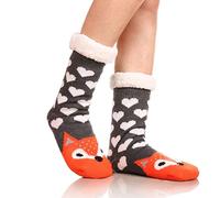 MAXQUU 1 Pair of Fox High Socks Set, Unisex Warm Cute Casual Sleep Slipper Socks, Winter Thick Women's Christmas Socks