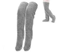 MAXQUU 1 Pair of Knee High Socks, Plush Warm Socks, Autumn and Winter Long Socks, Comfortable Sleep Socks, Cold Resistant Plush Socks, Women's Fluffy Slipper Socks (Gray).