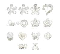 MAXQUU 1 Set of 14 Silver Shoe Accessories, Personalized Pendants, Glittering Rhinestone Shoe Accessories, Shoe Pendant Accessories, Suitable for Women