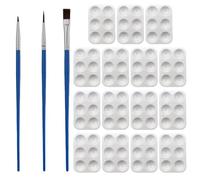 MAXQUU 15 Pieces Of Plastic Color Palette And 3 Pieces Of Brushes, 6 Grid Rectangular Watercolor Paint Palette, Reusable, Suitable For Painting Manual Diy (8.3×12Cm).