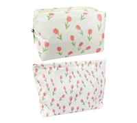 MAXQUU 2 Pieces Floral Printed Storage Bags, Cute Cartoon Storage Bags, Lightweight Makeup Bags, Zipper Closure, Toiletry Storage