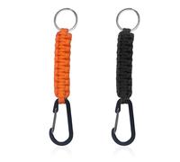MAXQUU 2 Pieces Of Braided Rope Keychain, Multi-Function Buckle, Item Hanging Tools, Outdoor Camping Supplies (Black, Orange).