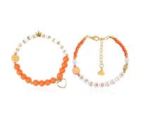 MAXQUU 2 Pieces of Letter Beaded Bracelet, Simple and Fashionable, Creative Jewelry, Ladies Beaded Bracelet, Friendship Handpiece, Clothing and Dress-Up Accessories.