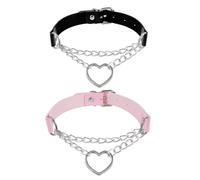 MAXQUU 2 Pieces Of Love Pendant Collar, Pu Leather Collar, Punk Style Accessories, And Outfit Accessories.