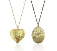 MAXQUU 2 Pieces of Retro Carved Necklaces, Photo Frame Pendant Necklaces, Women's Jewelry, Creative Gift Necklaces.