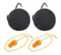 MAXQUU 2 Pieces Round Storage Bag And 2 Pieces Plastic Whistle, Sports Headphone Bag, Data Cable Storage Bag, Referee Whistle, Sports Goods.
